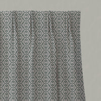 Green Patterned Linen Pleated Curtains - Brita Sage - Natural base fabric.