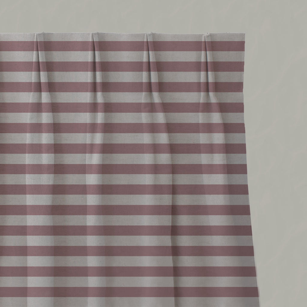 Pink Striped Linen Pleated Curtains - Della Summer Rose - Natural base fabric.
