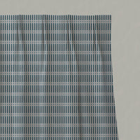 Blue Patterned Linen Pleated Curtains - Egenia Blue Stone - Natural base fabric.