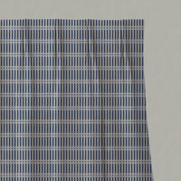 Blue Patterned Linen Pleated Curtains - Egenia Night Blue - Natural base fabric.