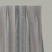 Blue Striped Linen Pleated Curtains - Else Blue Stone - Natural base fabric.
