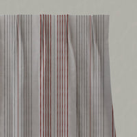 Red Striped Linen Pleated Curtains - Else Crimson Red - Natural base fabric.
