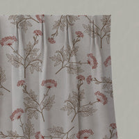Red / Brown Botanical Linen Pleated Curtains - Emmy Crimson Red - Natural base fabric.