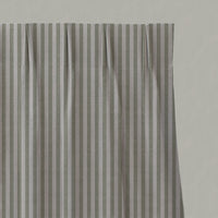 Green Striped Linen Pleated Curtains - Evianne Khaki - Natural base fabric.