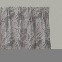 Grey Botanical Linen Pleated Curtains - Fernia Ash - Natural base fabric.
