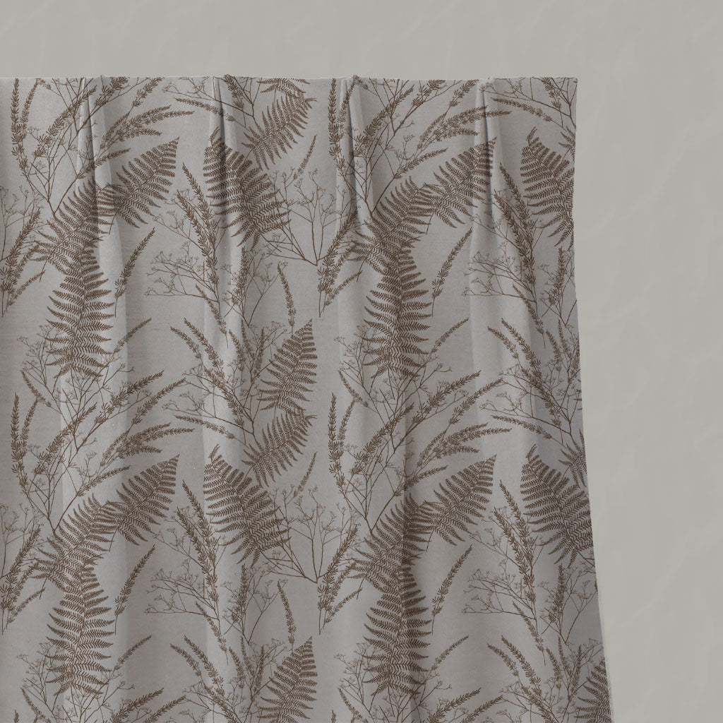 Brown Plain Linen Pleated Curtains - Fernia Sand - Natural base fabric.