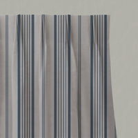 Blue Striped Linen Pleated Curtains - Freja Denim - Natural base fabric.
