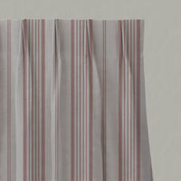 Pink Striped Linen Pleated Curtains - Freja Dusty Pink - Natural base fabric.