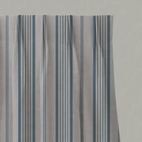 Blue Striped Linen Pleated Curtains - Freja True Blue - Natural base fabric.