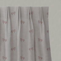 Pink Kids Linen Pleated Curtains - Horse Dusty Pink - Natural base fabric.