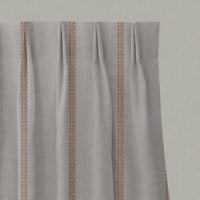 Orange Striped Linen Pleated Curtains - Imogen Pumpkin-NAT - Natural base fabric.