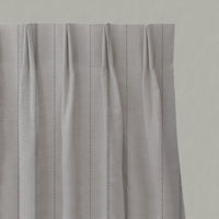 Grey Striped Linen Pleated Curtains - Inari Greige - Natural base fabric.