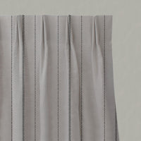 Black Striped Linen Pleated Curtains - Inari Noir - Natural base fabric.