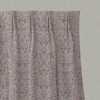 Pink Floral Linen Pleated Curtains - Jasmi Dusty Pink - Natural base fabric.
