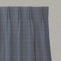 Blue Striped Linen Pleated Curtains - Laila Night Blue - Natural base fabric.