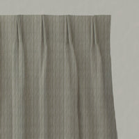 Green Striped Linen Pleated Curtains - Laila Olive - Natural base fabric.