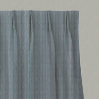 Blue Striped Linen Pleated Curtains - Laila True Blue - Natural base fabric.