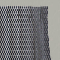 Blue Patterned Linen Pleated Curtains - Lana Deep Blue - Natural base fabric.