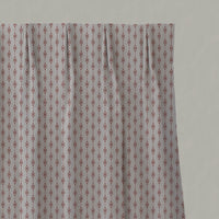 Red Patterned Linen Pleated Curtains - Nikolet Crimson Red - Natural base fabric.