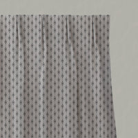 Black Patterned Linen Pleated Curtains - Nikolet Noir - Natural base fabric.