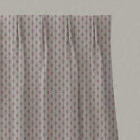 Orange Patterned Linen Pleated Curtains - Nikolet Terracotta - Natural base fabric.