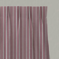 Red Striped Linen Pleated Curtains - Olga Cherry - Natural base fabric.