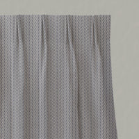 Blue Patterned Linen Pleated Curtains - Ollie Deep Blue - Natural base fabric.