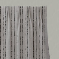 Grey Patterned Linen Pleated Curtains - Pearls Charcoal - Natural base fabric.