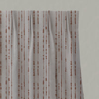 Orange Patterned Linen Pleated Curtains - Pearls Terracotta - Natural base fabric.