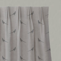 Grey Kids Linen Pleated Curtains - Pheasant Ash - Natural base fabric.