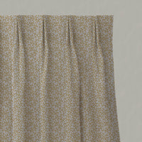 Yellow Botanical Linen Pleated Curtains - Phila Mustard - Natural base fabric.