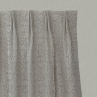 Green Patterned Linen Pleated Curtains - Pia Leaf - Natural base fabric.