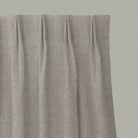 Yellow Patterned Linen Pleated Curtains - Pia Mustard - Natural base fabric.