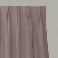 Red Striped Linen Pleated Curtains - Pinni Crimson Red - Natural base fabric.