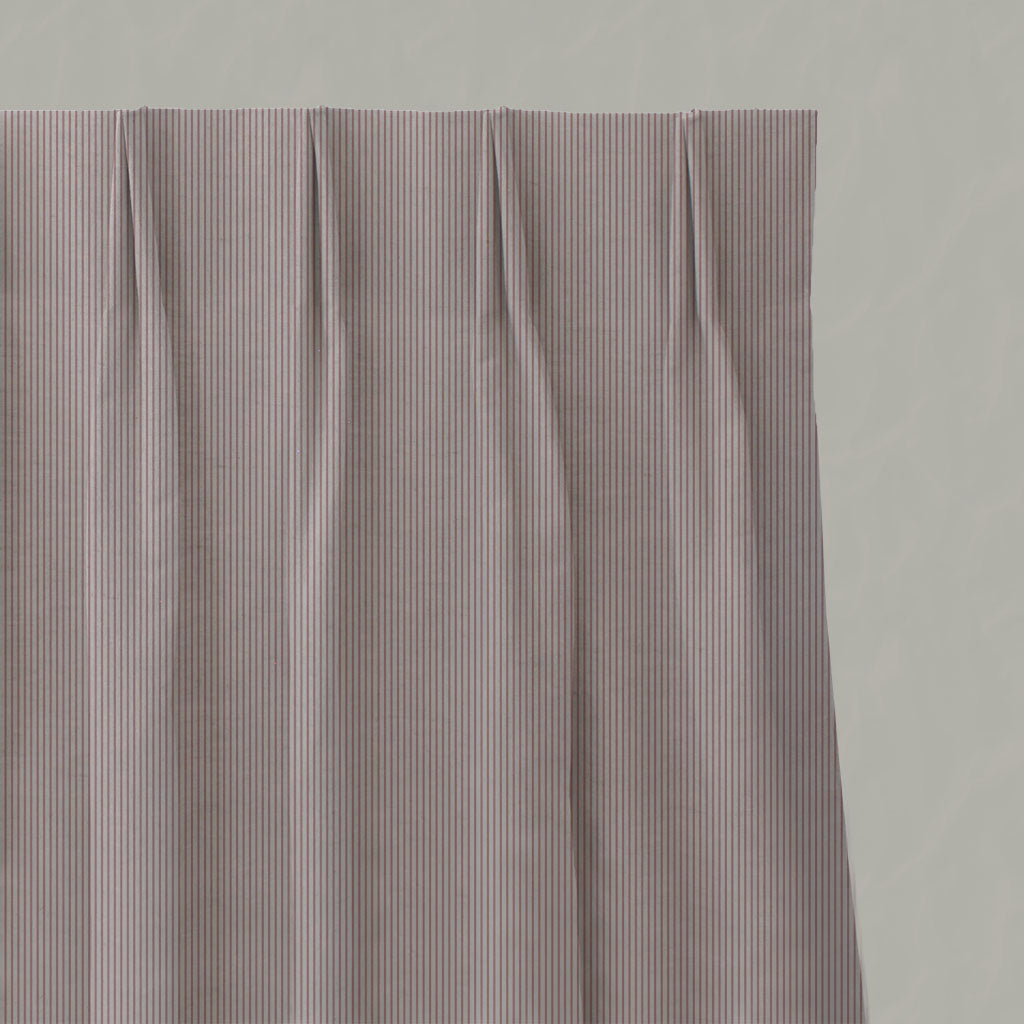 Pink Striped Linen Pleated Curtains - Pinni Dusty Pink - Natural base fabric.