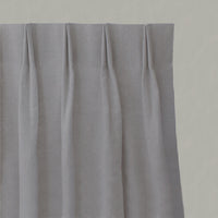 Blue Striped Linen Pleated Curtains - Pinni Night Blue - Natural base fabric.
