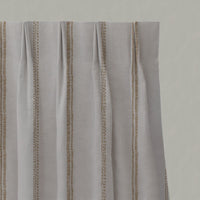 Orange / Yellow Striped Linen Pleated Curtains - Rae Ochre - Natural base fabric.