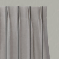 Black Striped Linen Pleated Curtains - Ronja Black - Natural base fabric.