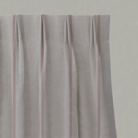 Pink Striped Linen Pleated Curtains - Ronja Dusty Pink - Natural base fabric.
