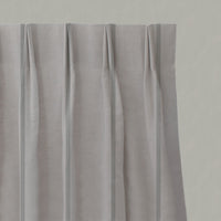 Grey Striped Linen Pleated Curtains - Ronja Greige - Natural base fabric.