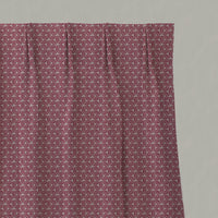 Red Botanical Linen Pleated Curtains - Saana Cherry - Natural base fabric.