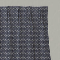 Blue Botanical Linen Pleated Curtains - Saana Deep Blue - Natural base fabric.
