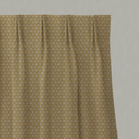 Yellow Botanical Linen Pleated Curtains - Saana Mustard - Natural base fabric.