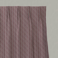 Red Patterned Linen Pleated Curtains - Safiya Wine - Natural base fabric.