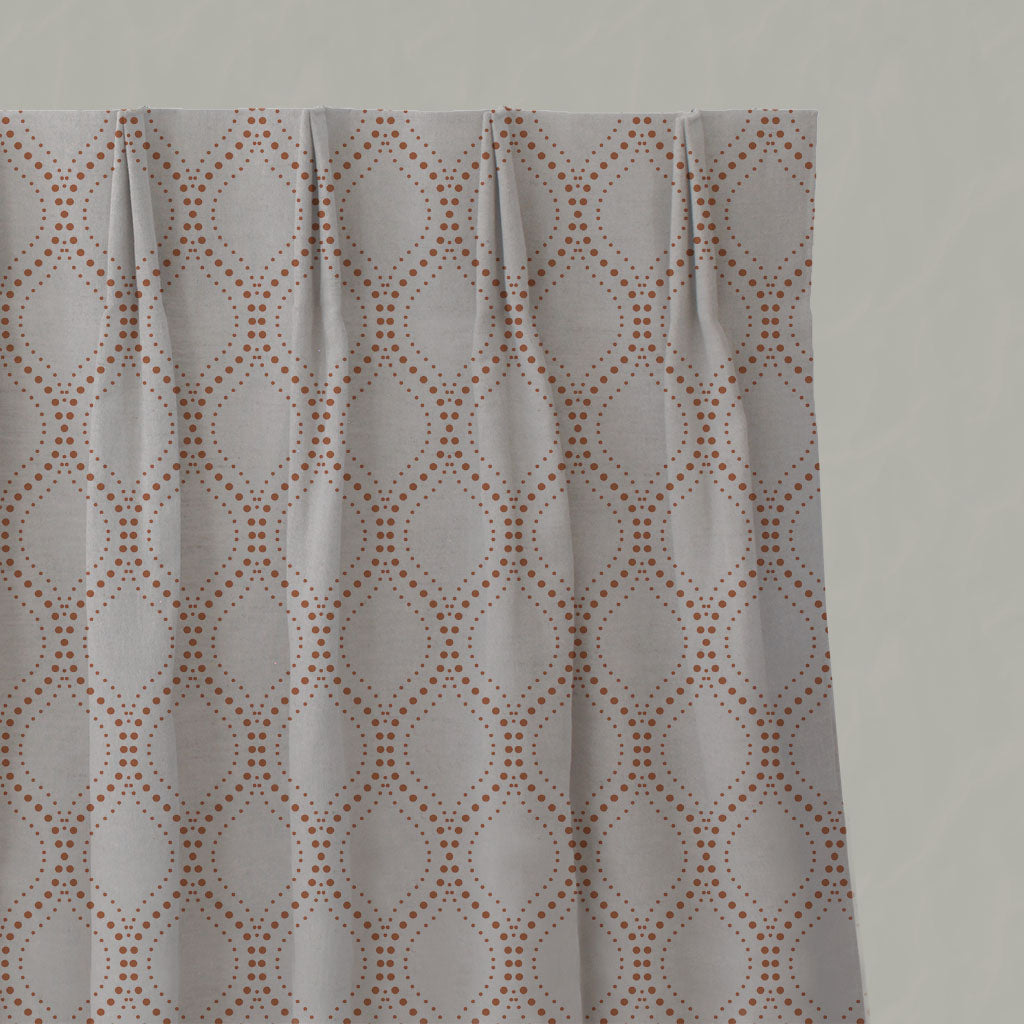 Orange Patterned Linen Pleated Curtains - Sara-NAT Burnt Orange - Natural base fabric.