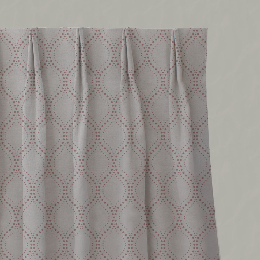 Pink Patterned Linen Pleated Curtains - Sara-NAT Dusty Pink - Natural base fabric.