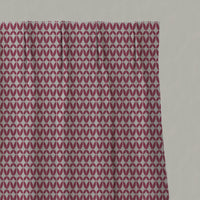 Red Patterned Linen Pleated Curtains - Siruna Cherry - Natural base fabric.
