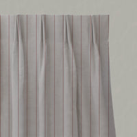 Red Striped Linen Pleated Curtains - Solveig Crimson Red - Natural base fabric.
