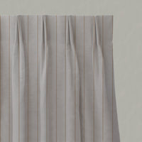 Orange / Yellow Striped Linen Pleated Curtains - Solveig Gold Ochre - Natural base fabric.