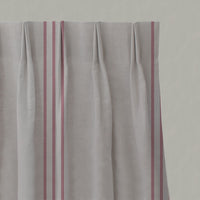 Red Striped Linen Pleated Curtains - Telma Cherry - Natural base fabric.